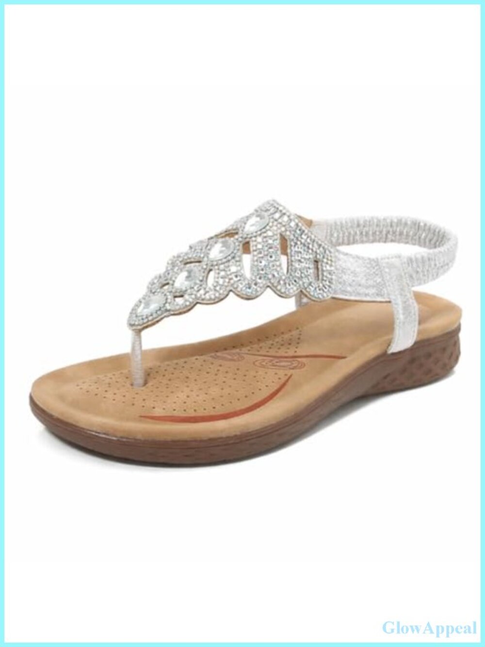 Women's Summer Flat Sandals Rhinestone Thong Arch Support Dressy Beach